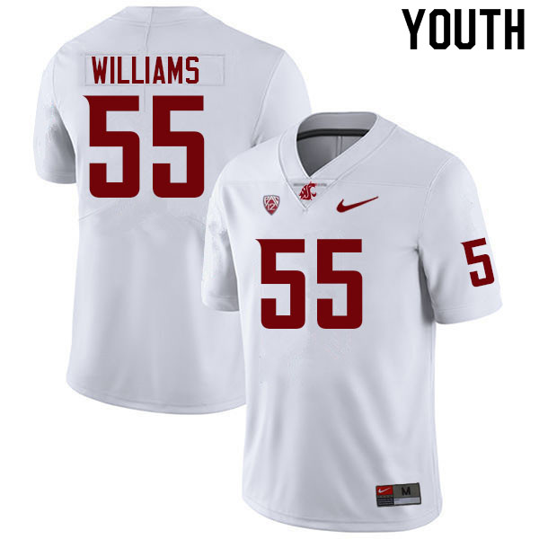 Youth #55 Kendall Williams Washington State Cougars College Football Jerseys Sale-White